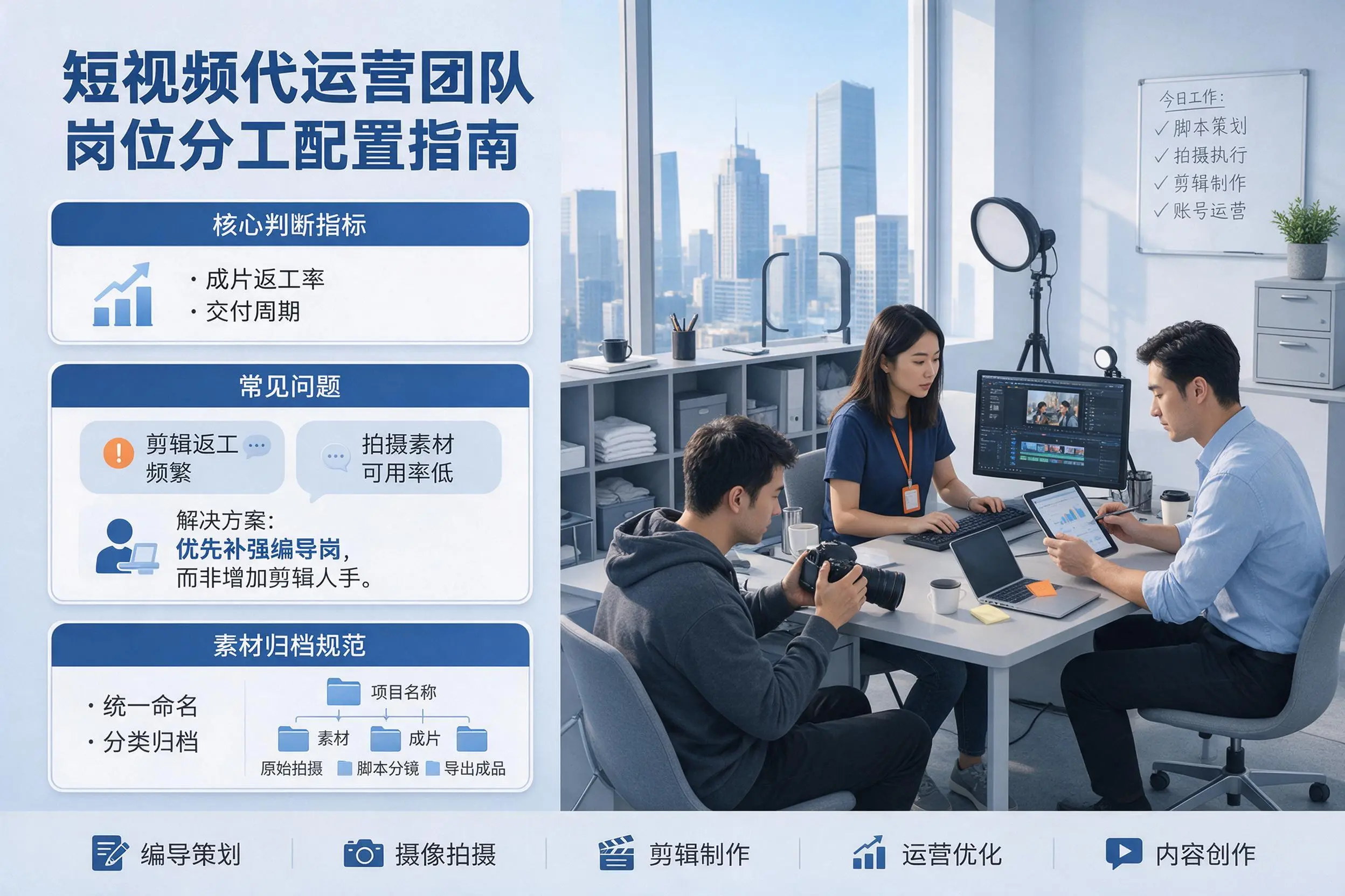 短视频代运营团队如何配置?中卫企业岗位分工科普说明