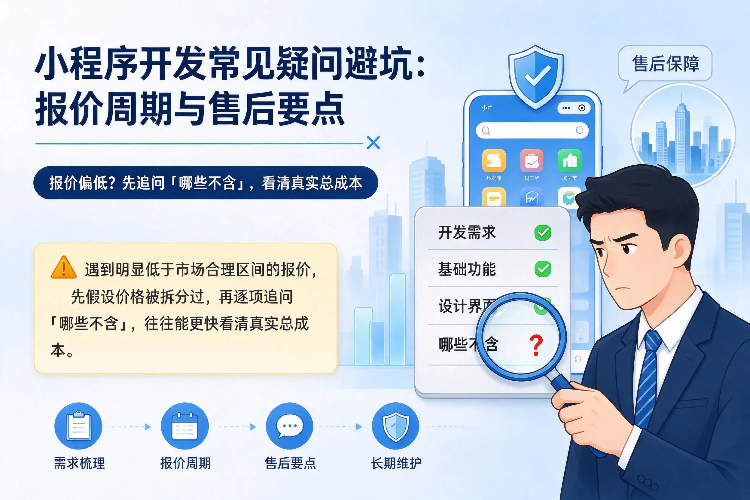 中卫小程序开发常见疑问避坑:报价周期与售后要点