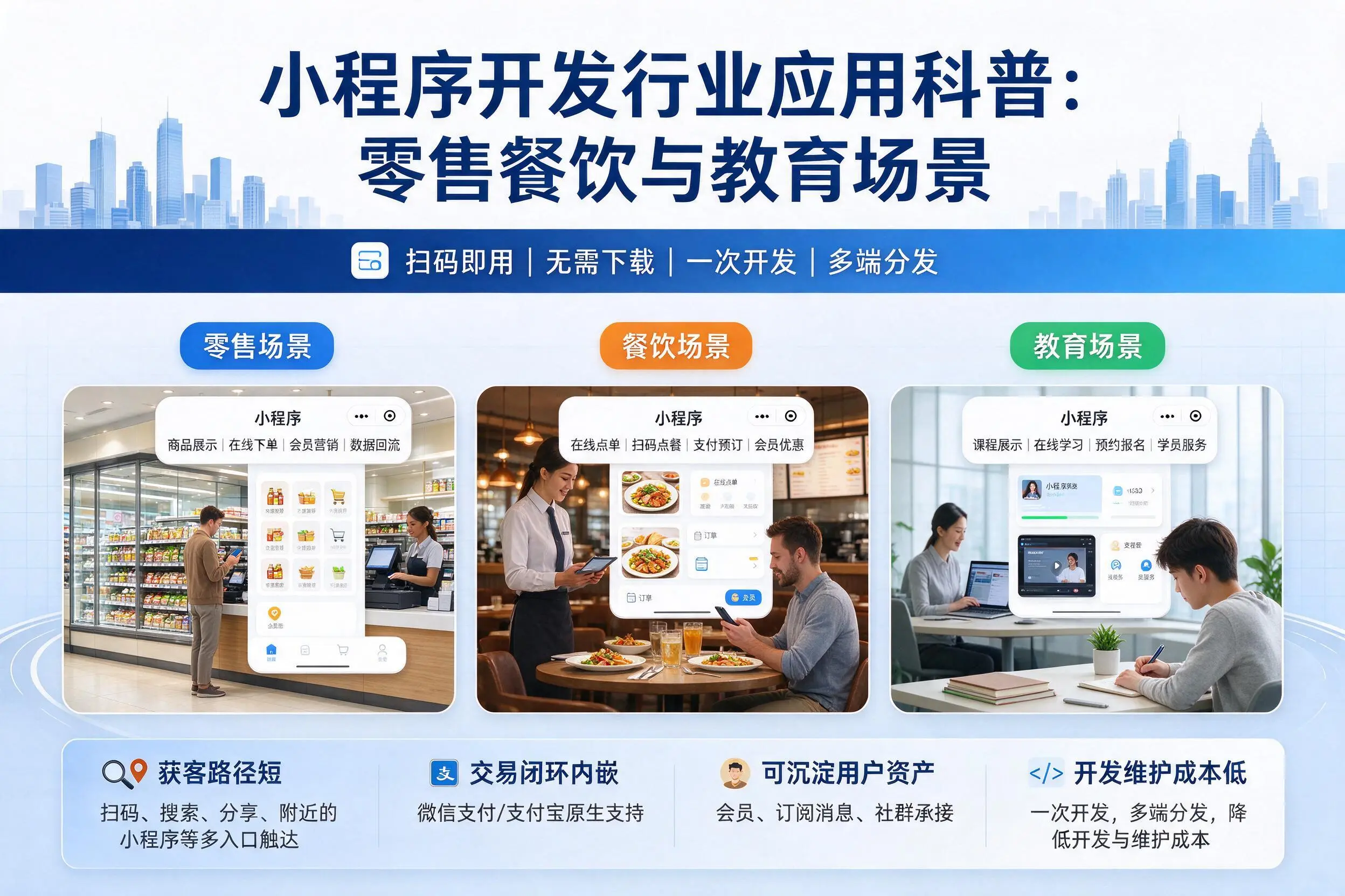 中卫小程序开发行业应用科普：零售餐饮与教育场景