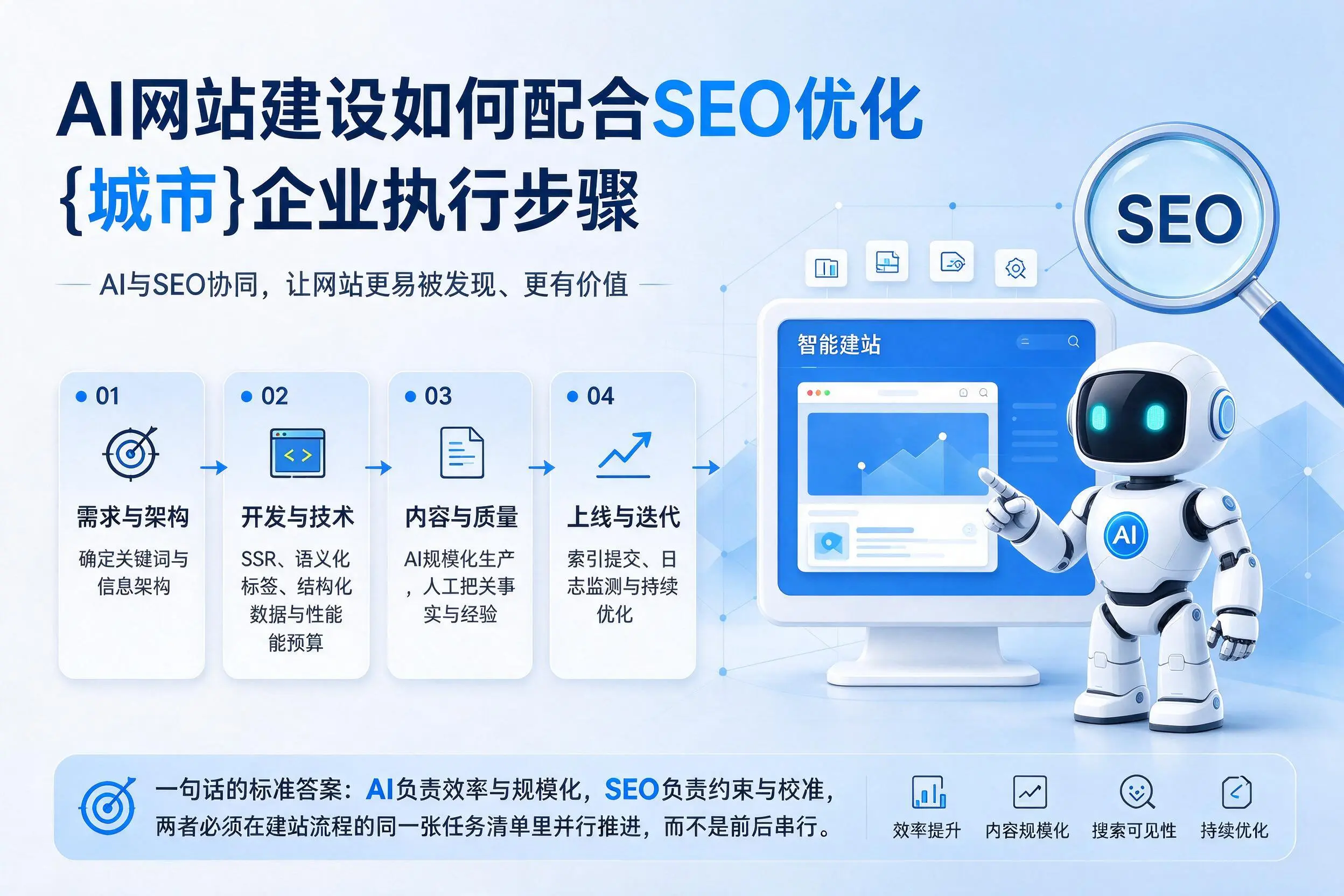 AI网站建设如何配合SEO优化,中卫企业执行步骤