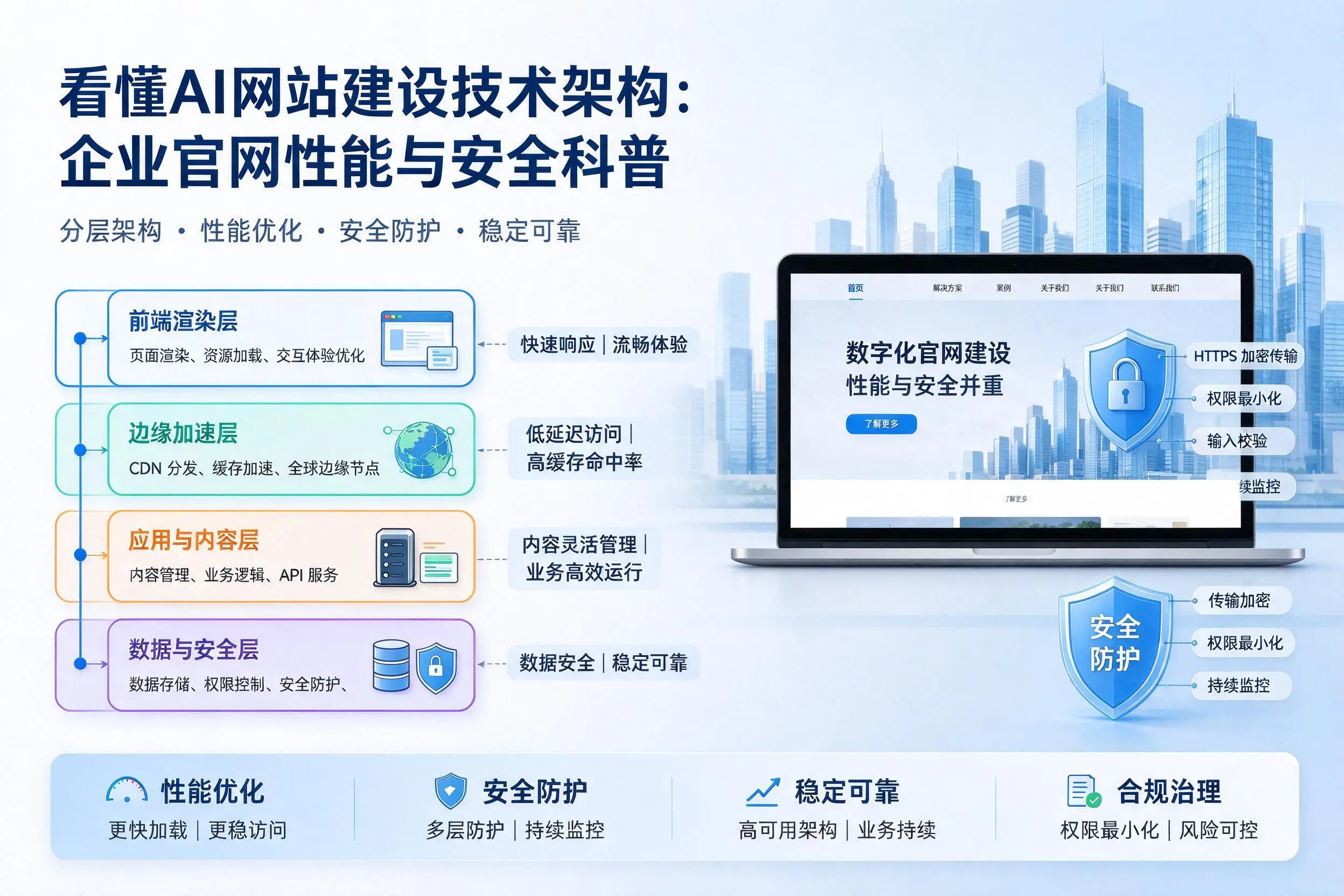 看懂AI网站建设技术架构：中卫企业官网性能与安全科普