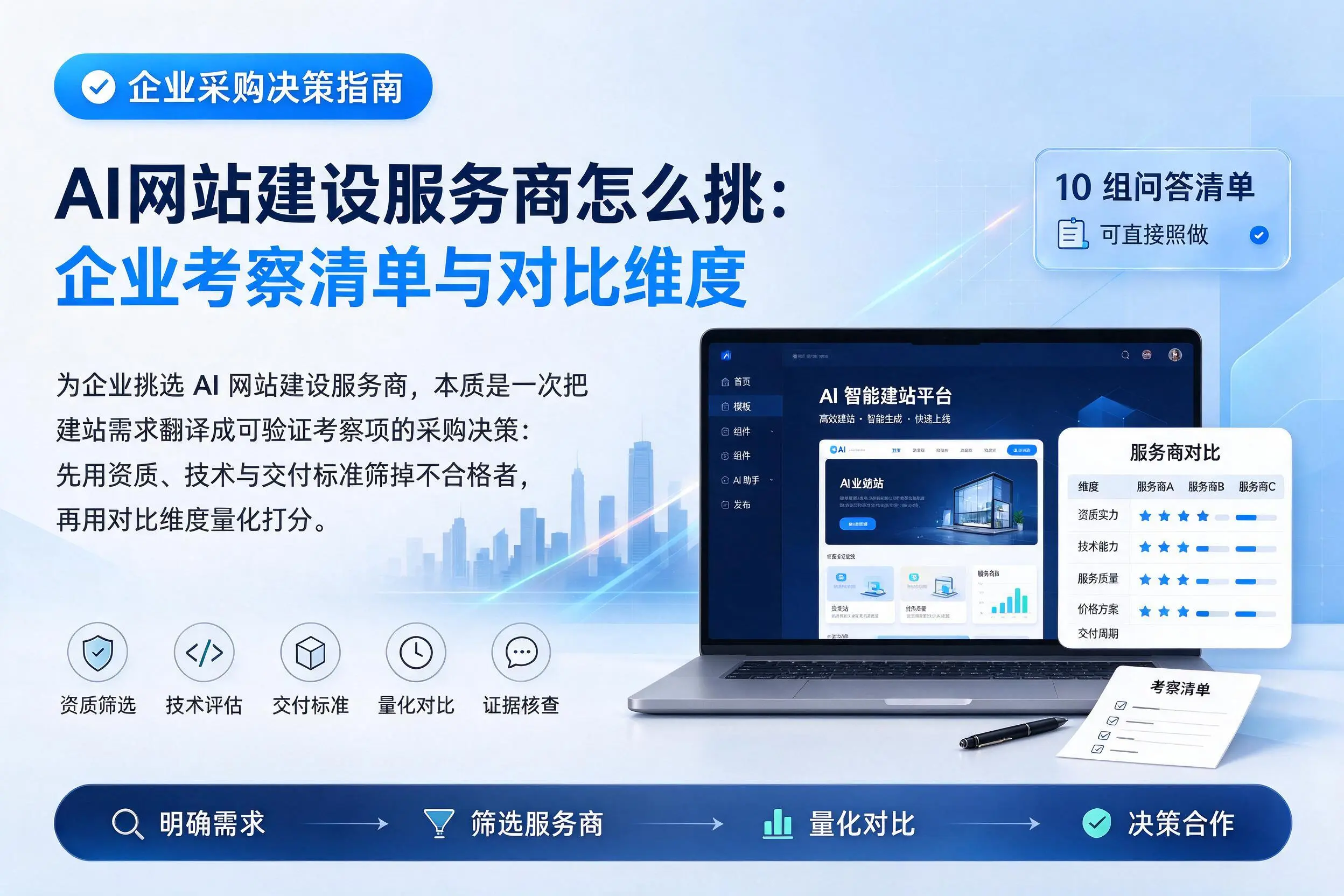 AI网站建设服务商怎么挑:中卫企业考察清单与对比维度