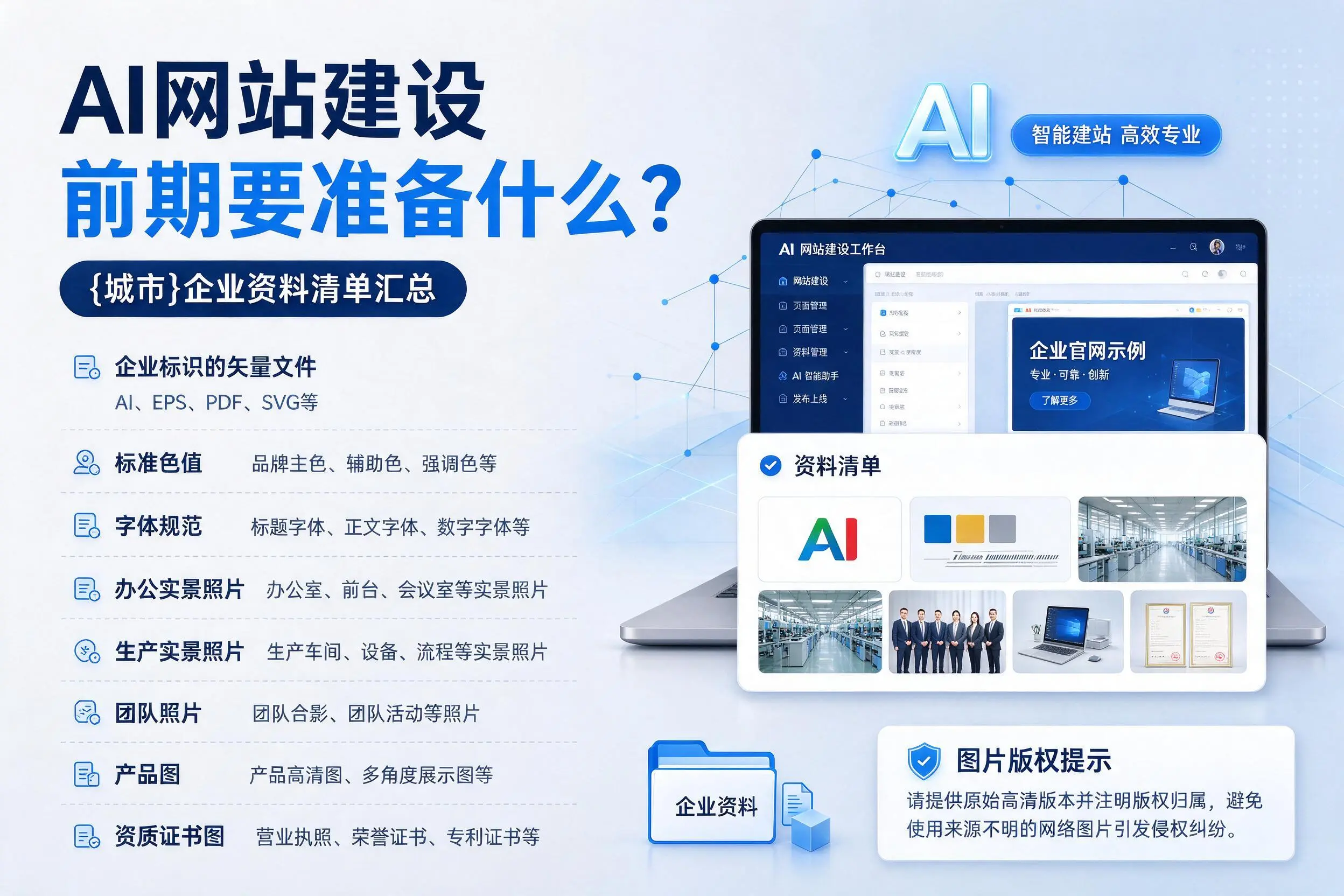 AI网站建设前期要准备什么？中卫企业资料清单汇总