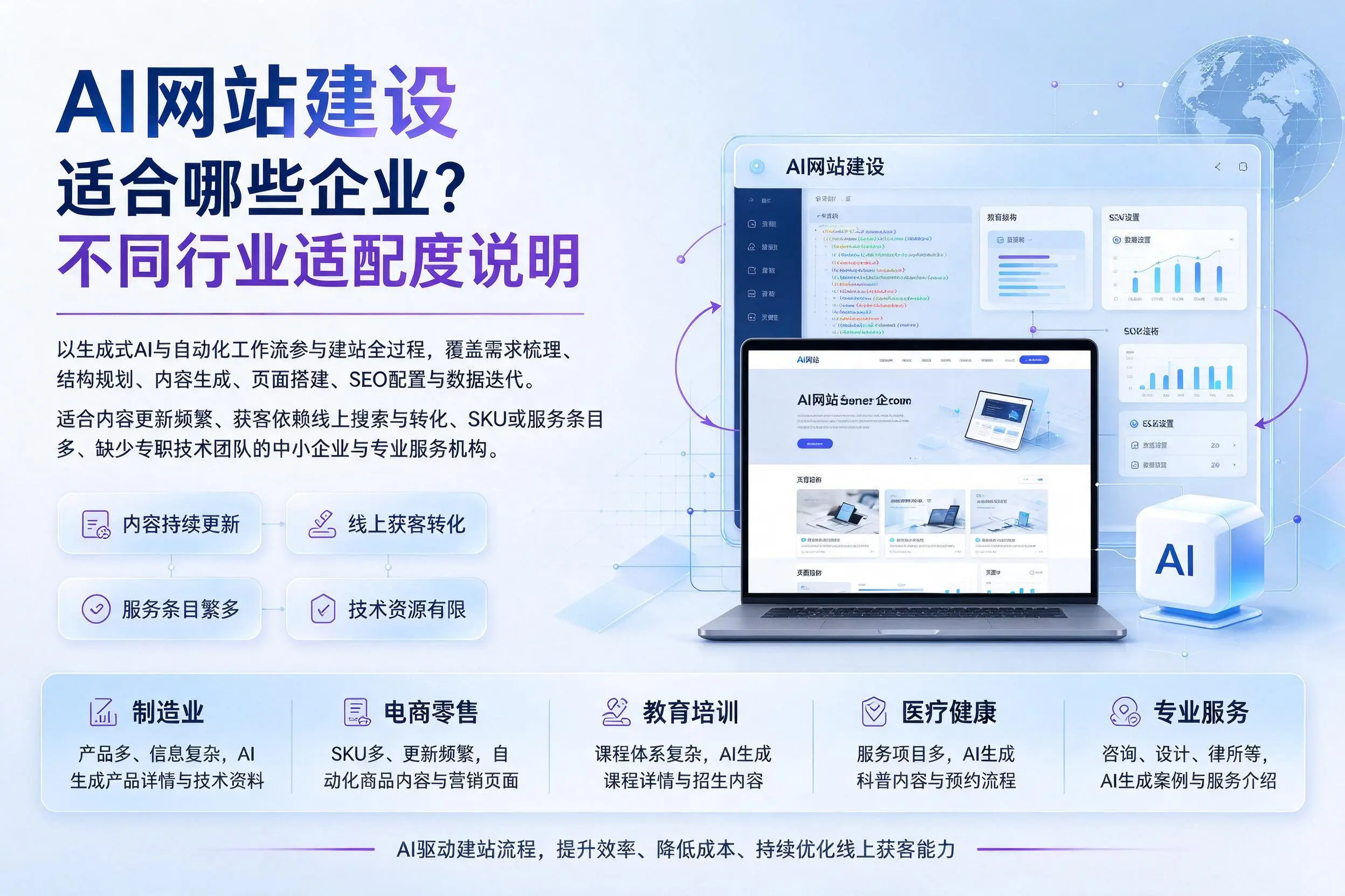 AI网站建设适合哪些企业?中卫不同行业适配度说明